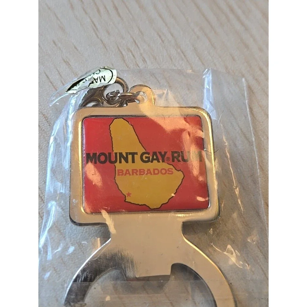 MOUNT GAY RUM BARBADOS Bottle Opener Key Chain Ring Souvenir New -G-